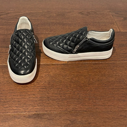 ASH Black Jodie Trainers Quilted Leather Sneakers Size 38/7