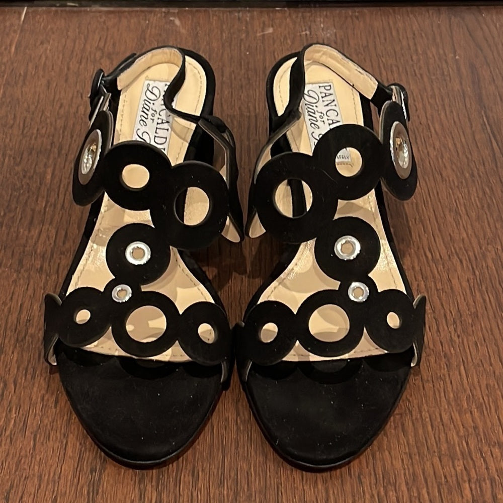 Pancaldi for Diane B. black Suede Sandals Size 39/9