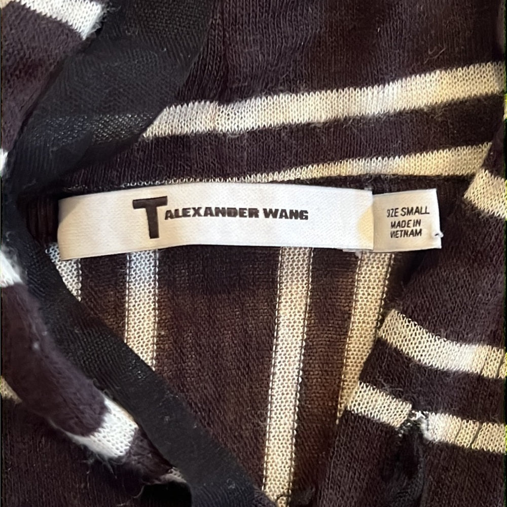 Alexander Wang Woman’s Black Striped Hooded Long Sleeve Size Small