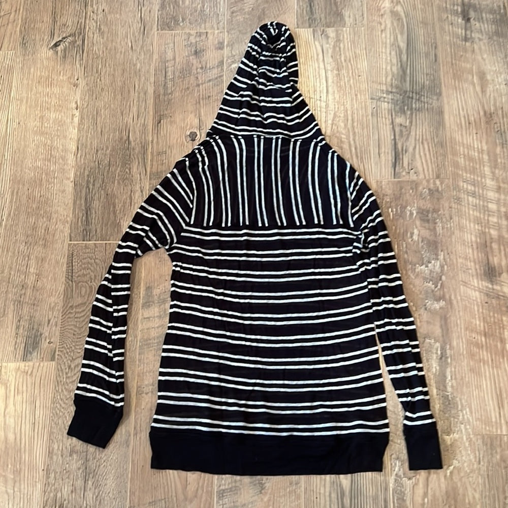 Alexander Wang Woman’s Black Striped Hooded Long Sleeve Size Small