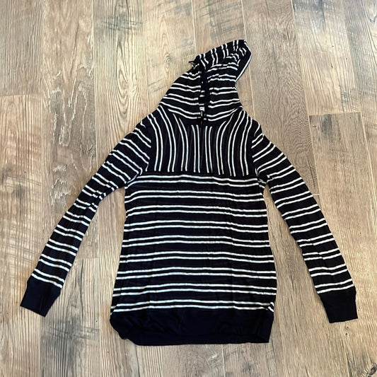 Alexander Wang Woman’s Black Striped Hooded Long Sleeve Size Small