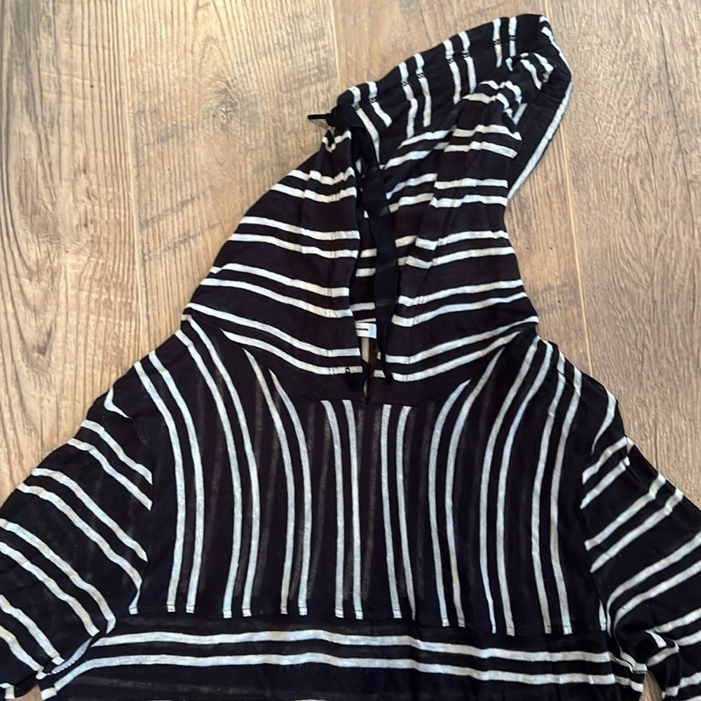 Alexander Wang Woman’s Black Striped Hooded Long Sleeve Size Small