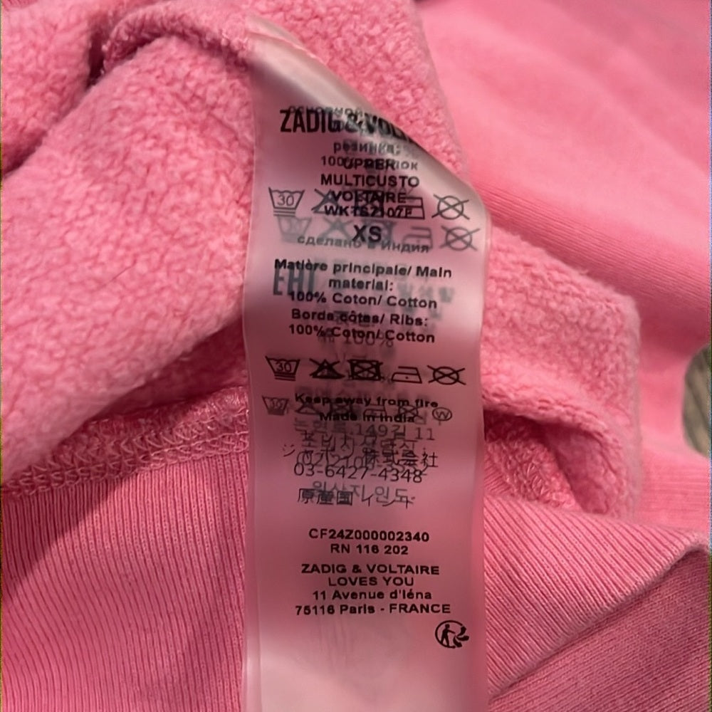 Zadig & Voltaire Women’s Pink Designed Sweatshirt Size Extra Small