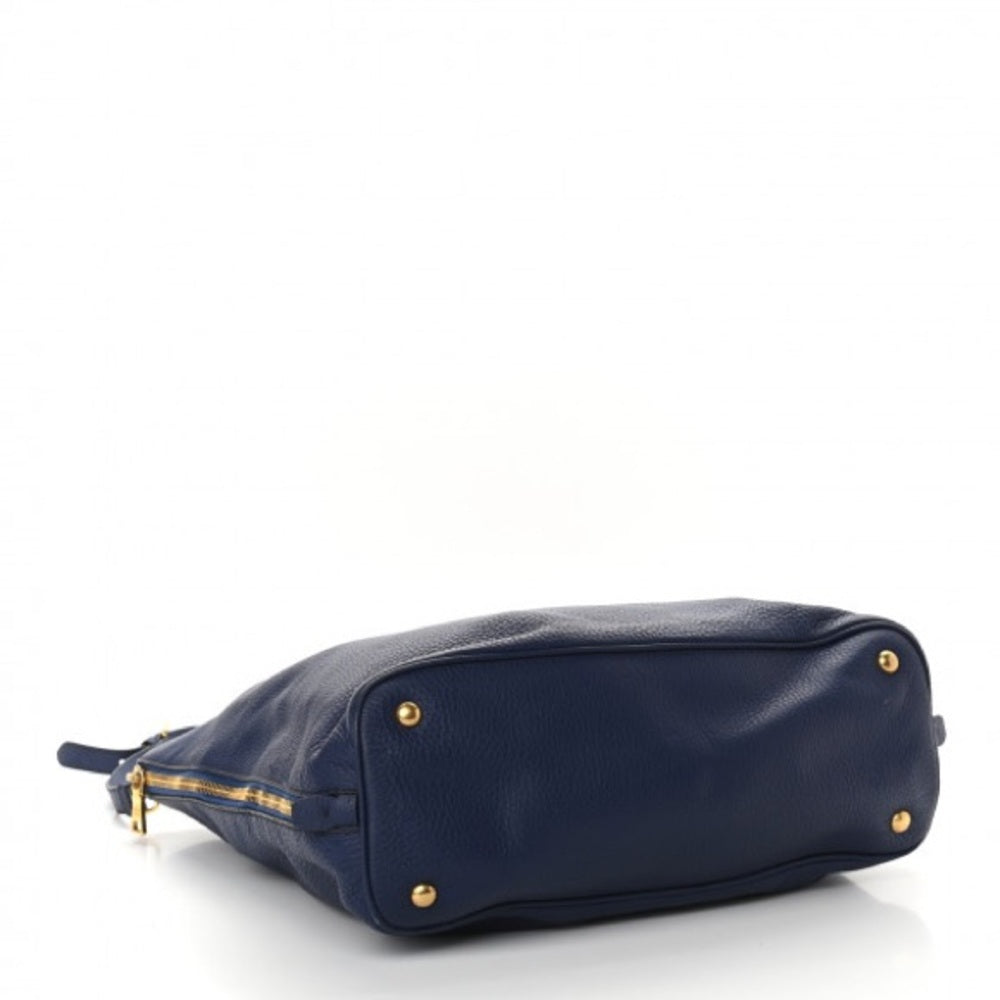 PRADA Vitello Daino Navy Tote Bag with Good Hardware