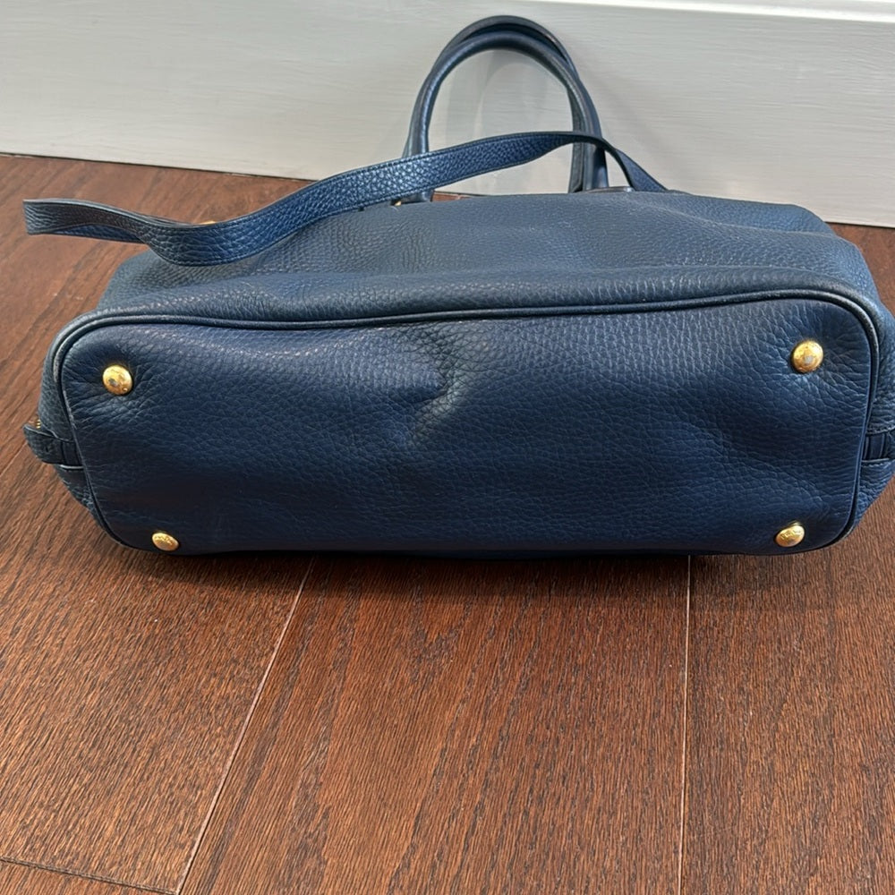 PRADA Vitello Daino Navy Tote Bag with Good Hardware