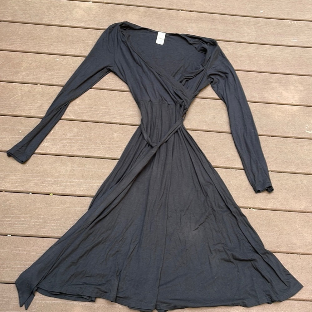 7th Ray Black Long Sleeve Wrap Dress Size L