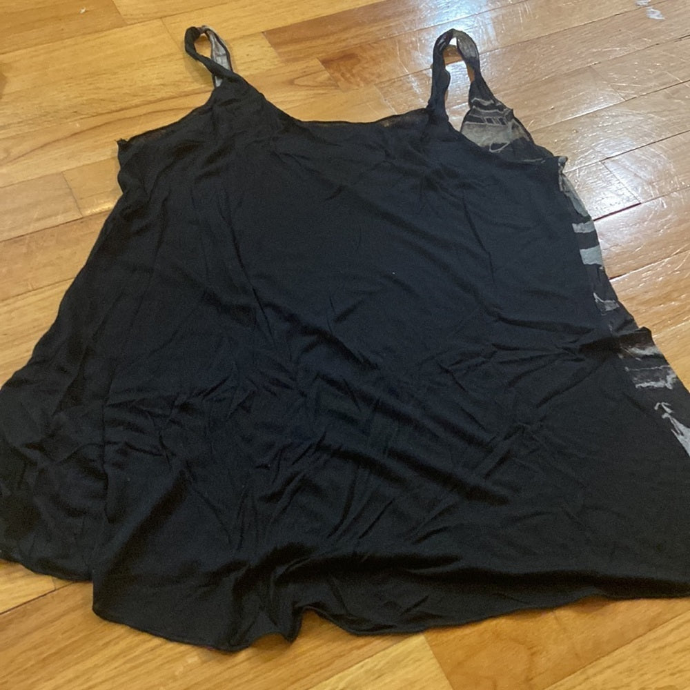 Women’s Enza Costa tank top. Black and grey. Size XS