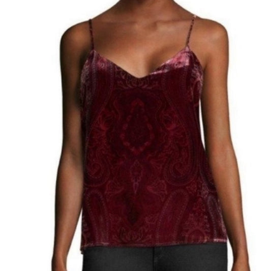 L’AGENCE Women’s Maroon Velvet Spaghetti Strap Tank Size XS/T