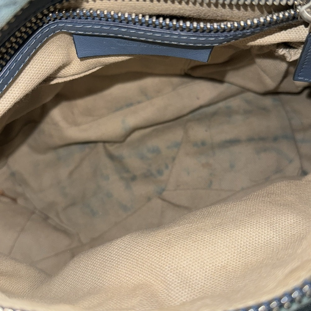 Givenchy Green/Blue Distressed Leather Pandora Messenger Bag