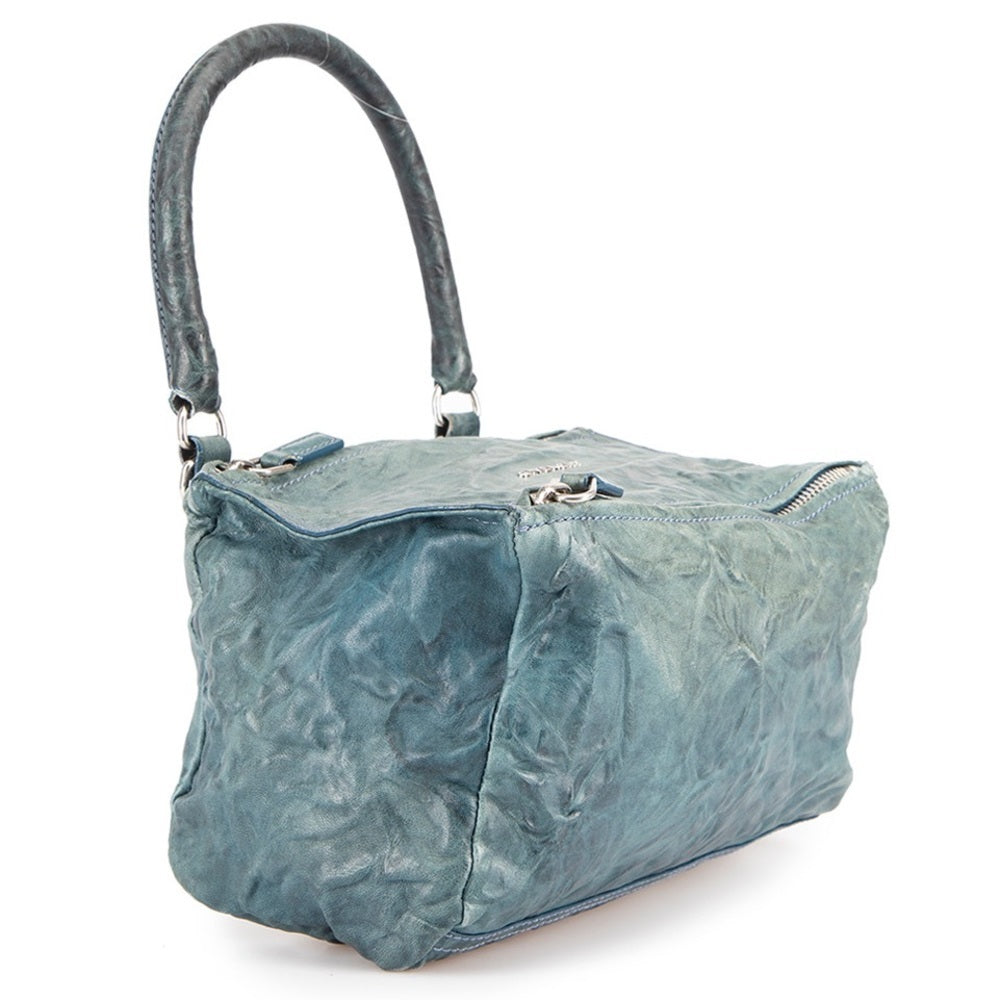 Givenchy Green/Blue Distressed Leather Pandora Messenger Bag