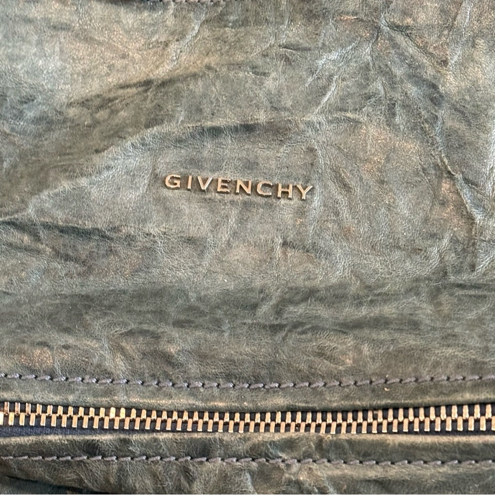 Givenchy Green/Blue Distressed Leather Pandora Messenger Bag