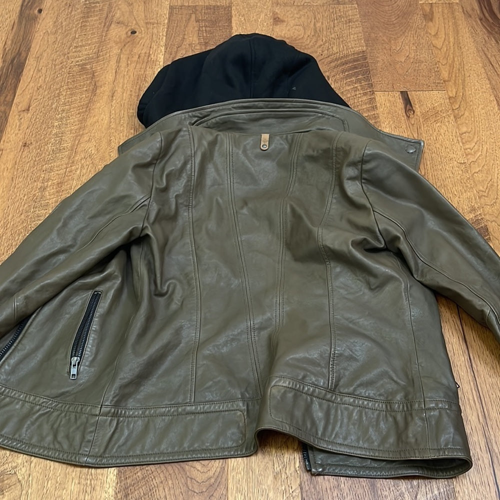 Mackage Women’s Army Green Hooded Jacket With Black Underneath Size M