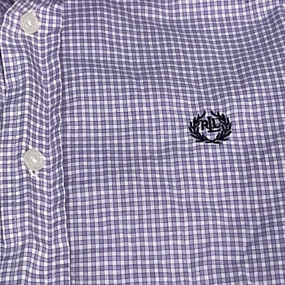 LAUREN boys Button Down Purple and White Shirt Size 10