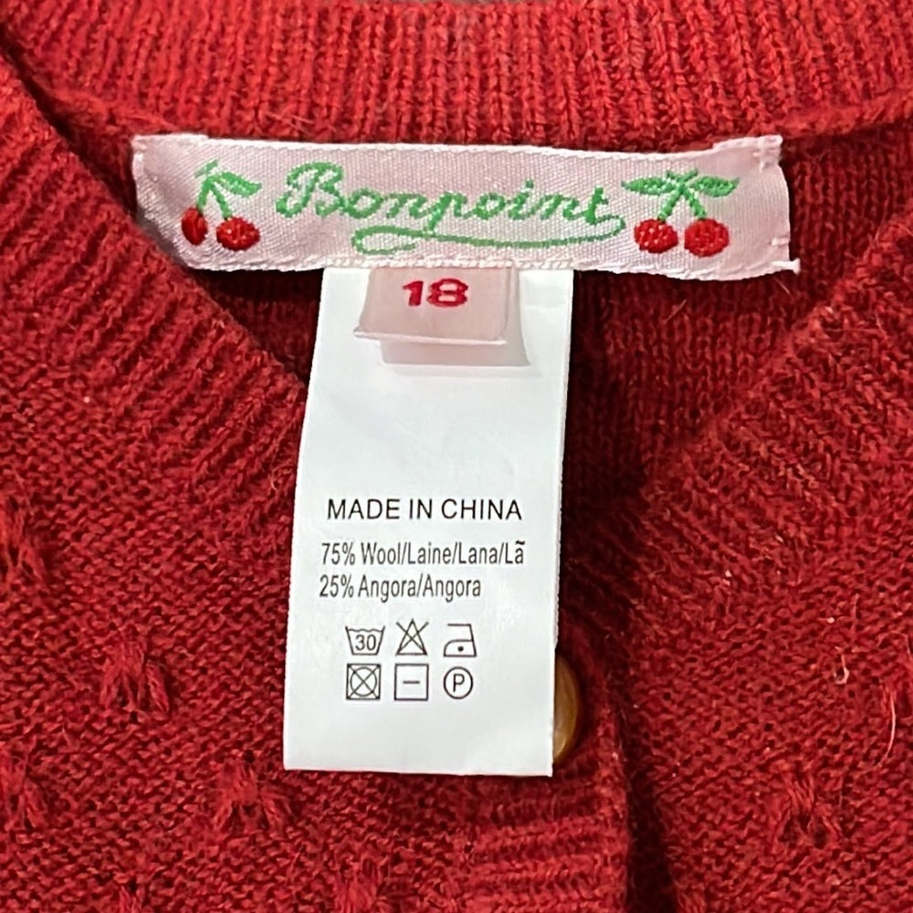 BONPOINT Girls Red Cardigan Size 18 Months