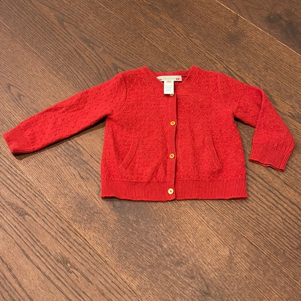 BONPOINT Girls Red Cardigan Size 18 Months