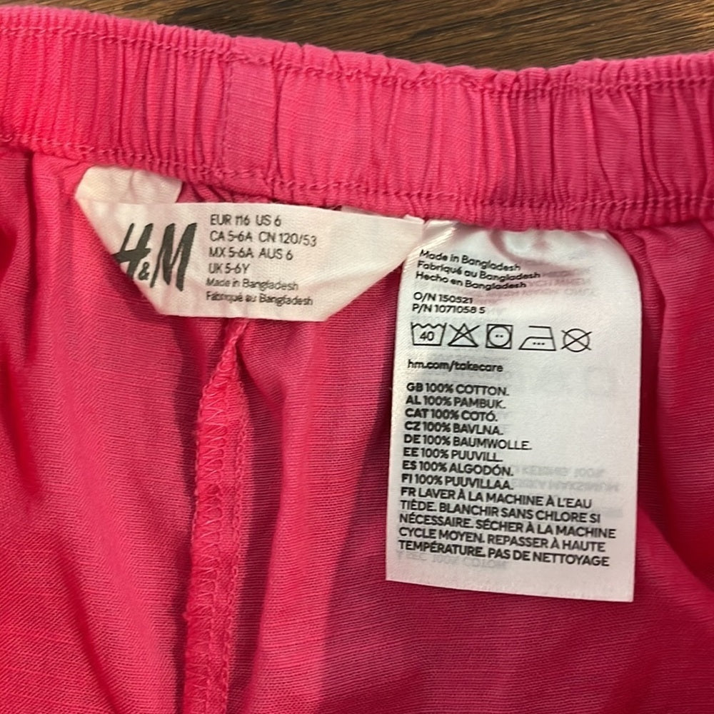 NWT H&M Girls Pink 2 Piece Shorts Set Size 5/6