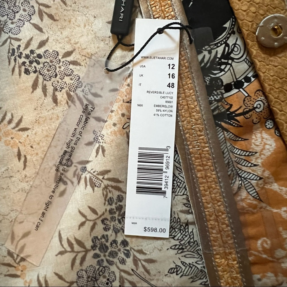 Elie Tahari Women’s Brown and Foral Jacket Size 12