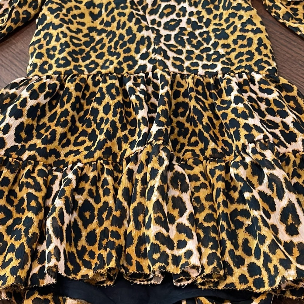 Scotch & Soda Leopard Long Sleeve Girls Dress Size 6