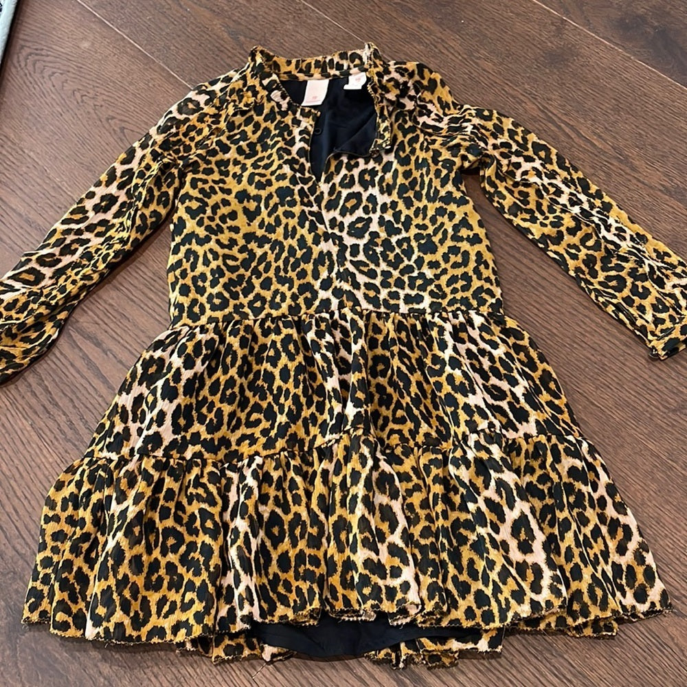 Scotch & Soda Leopard Long Sleeve Girls Dress Size 6