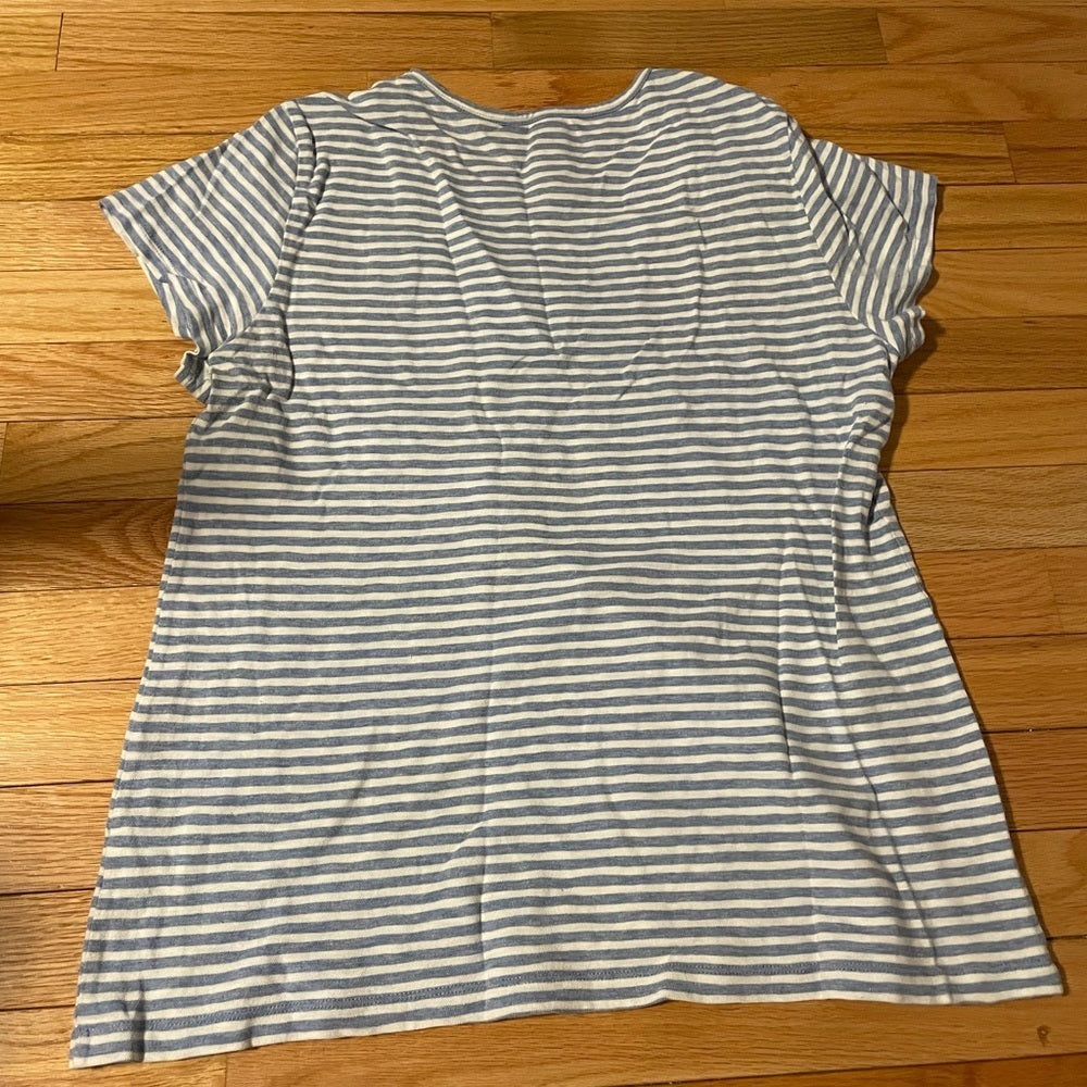 J. Crew Blue and White Striped Tee Shirt Size XL