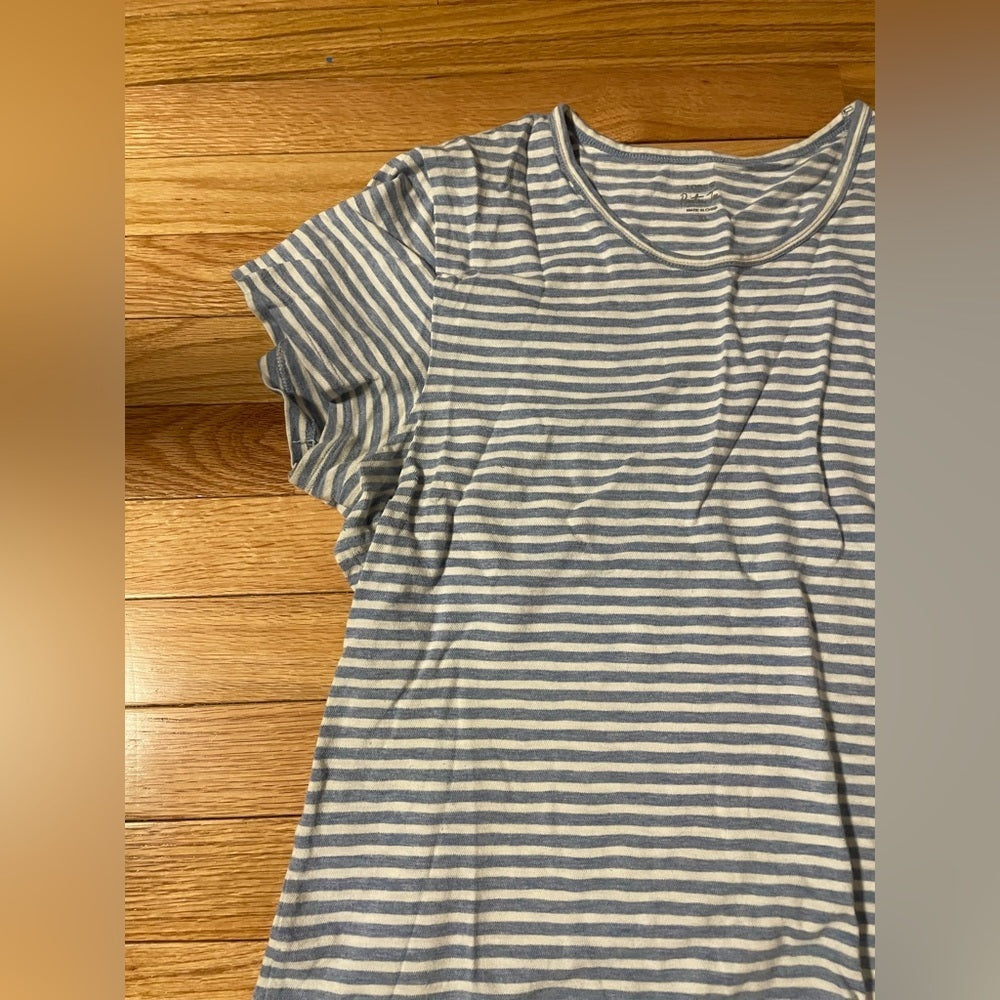 J. Crew Blue and White Striped Tee Shirt Size XL