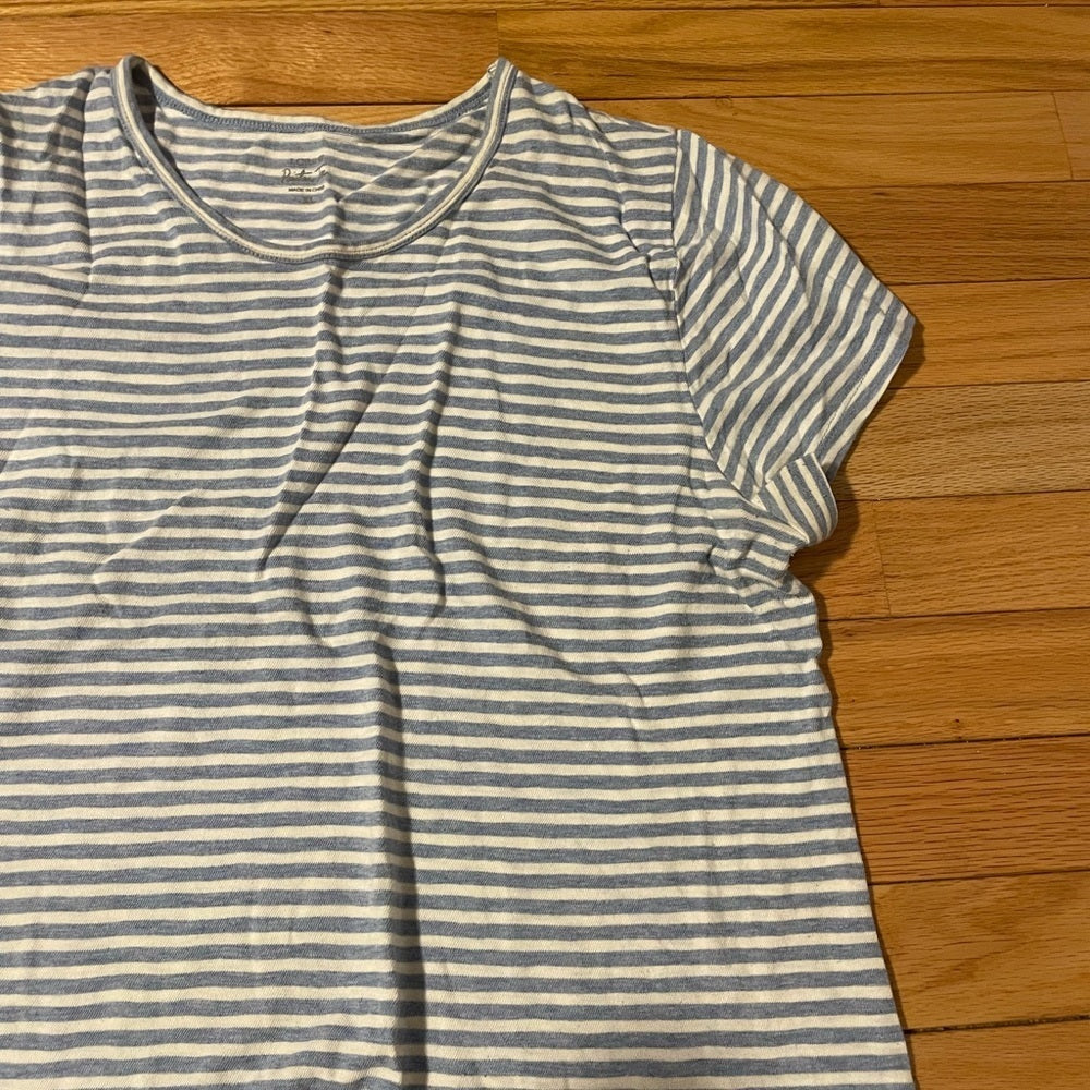 J. Crew Blue and White Striped Tee Shirt Size XL