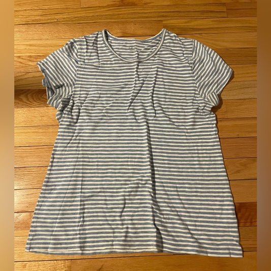 J. Crew Blue and White Striped Tee Shirt Size XL