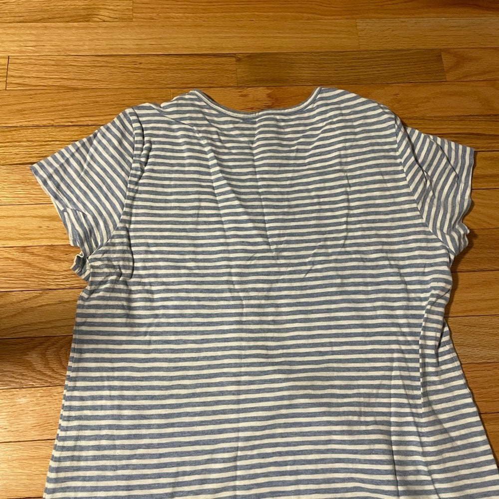 J. Crew Blue and White Striped Tee Shirt Size XL