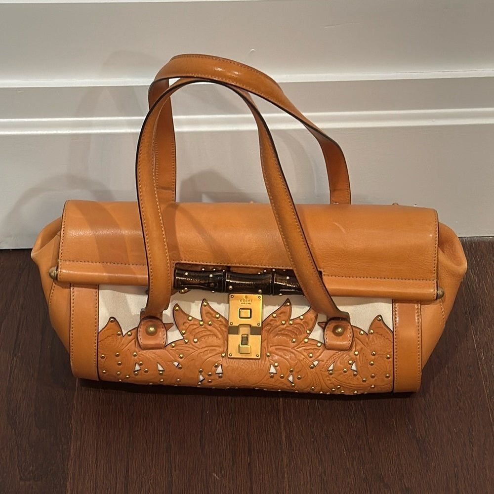 Gucci Embellished Bamboo Bullet Vintage Bag Limited Edition