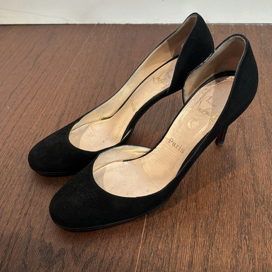 Christian Louboutin Women’s Black Suede Round Toe D’Orsay Pumps Size 40/10