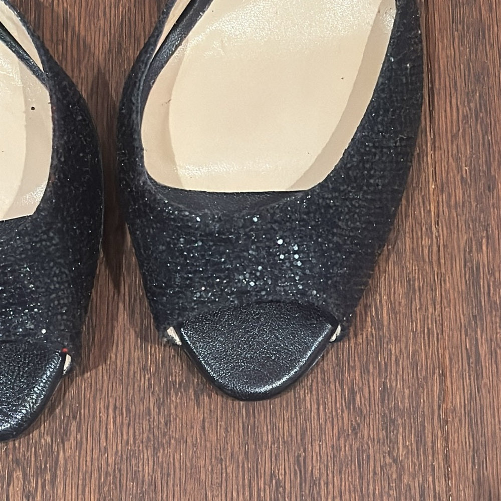 Jimmy Choo Black Sparkly Peep Toe Heels Size 39.5/9.5