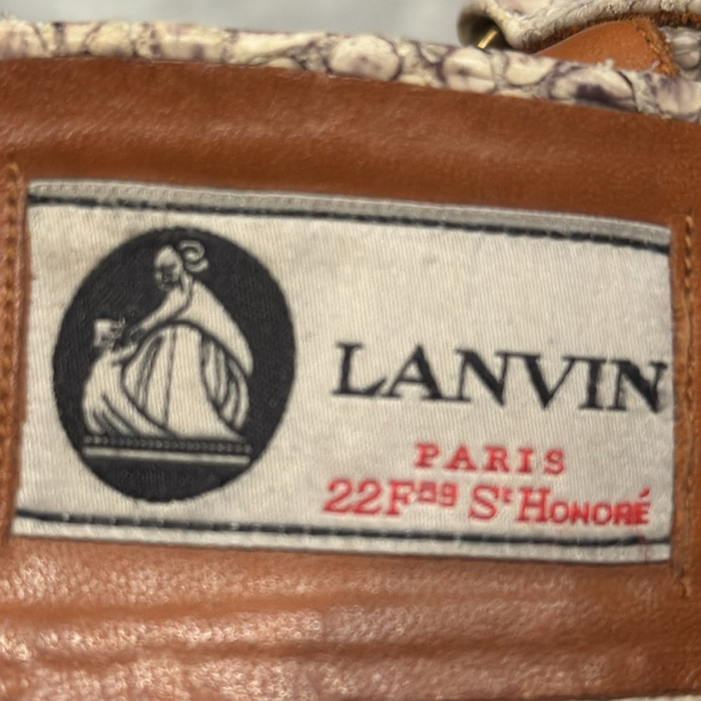 LANVIN Leather Animal Print Espadrilles Size 38/8