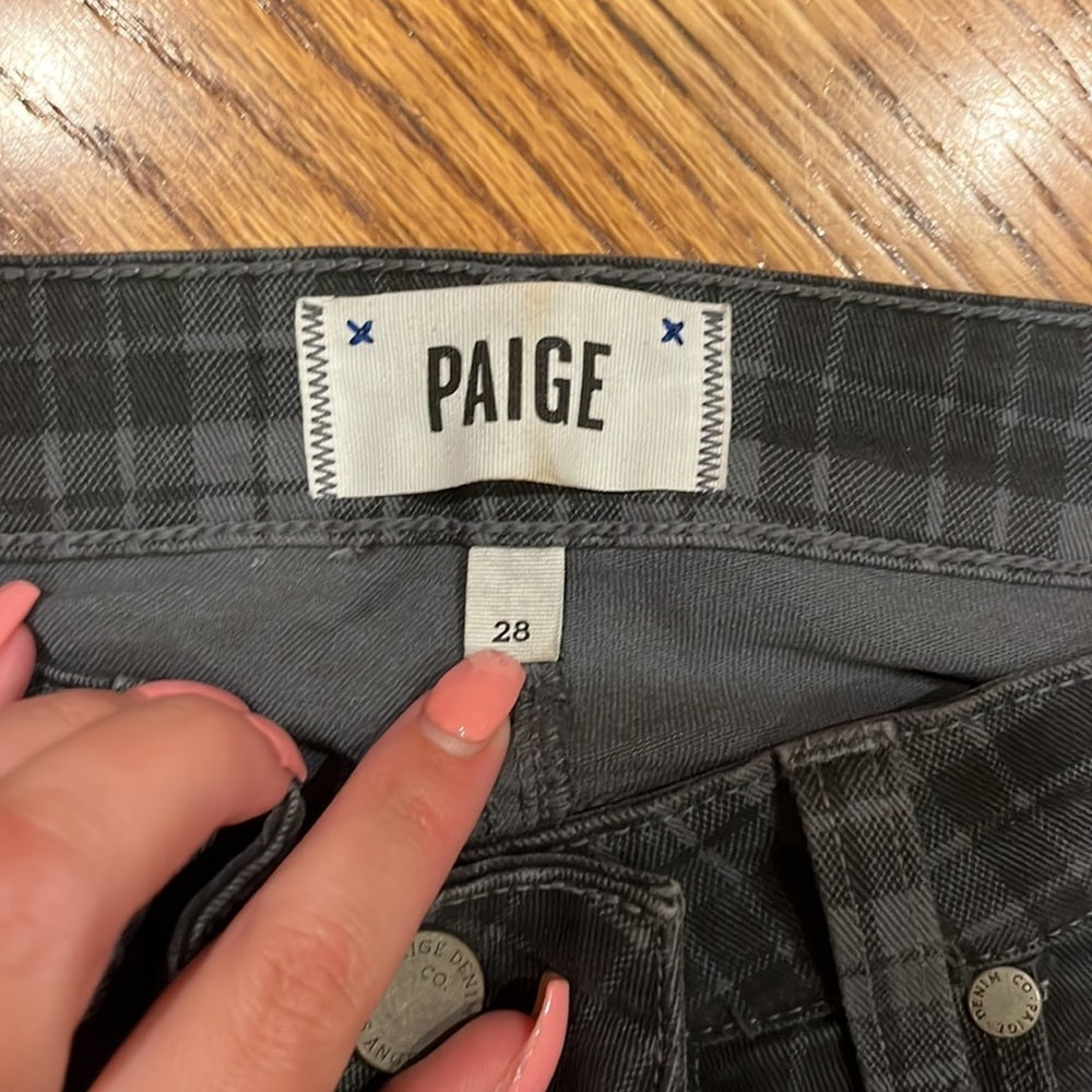 PAIGE Woman’s Plaid Indio Zip Jeans Size 28