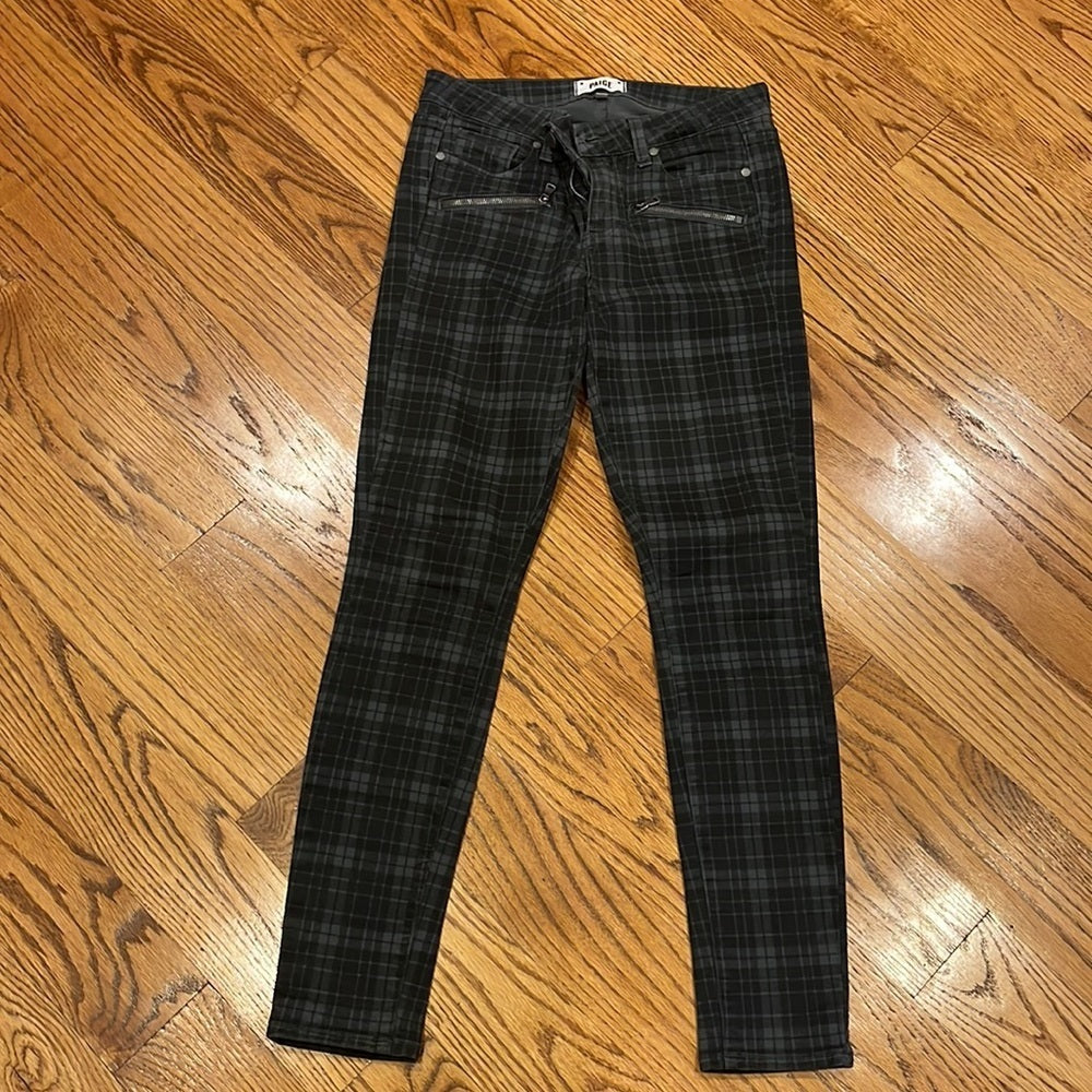 PAIGE Woman’s Plaid Indio Zip Jeans Size 28