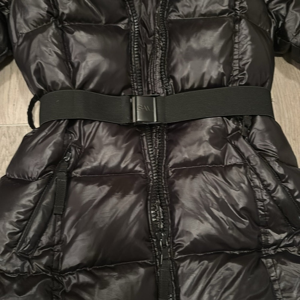 SAM. Girls Black Soho Belted Down Puffer Jacket Size 12