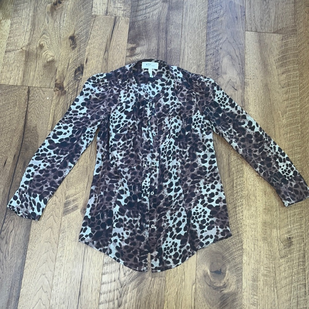 Ètoile Isabel Marant Woman’s Cheetah Print Silk Top Size 1