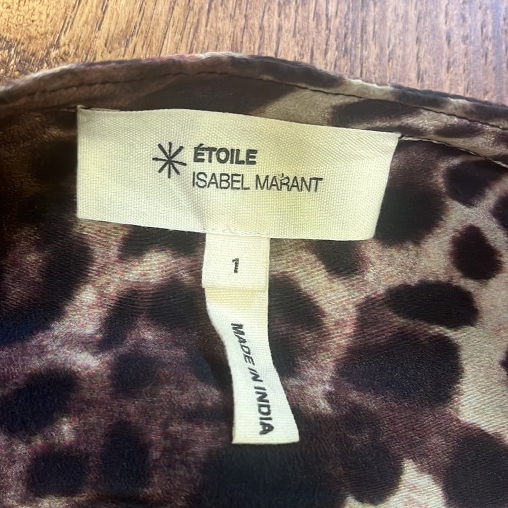 Ètoile Isabel Marant Woman’s Cheetah Print Silk Top Size 1