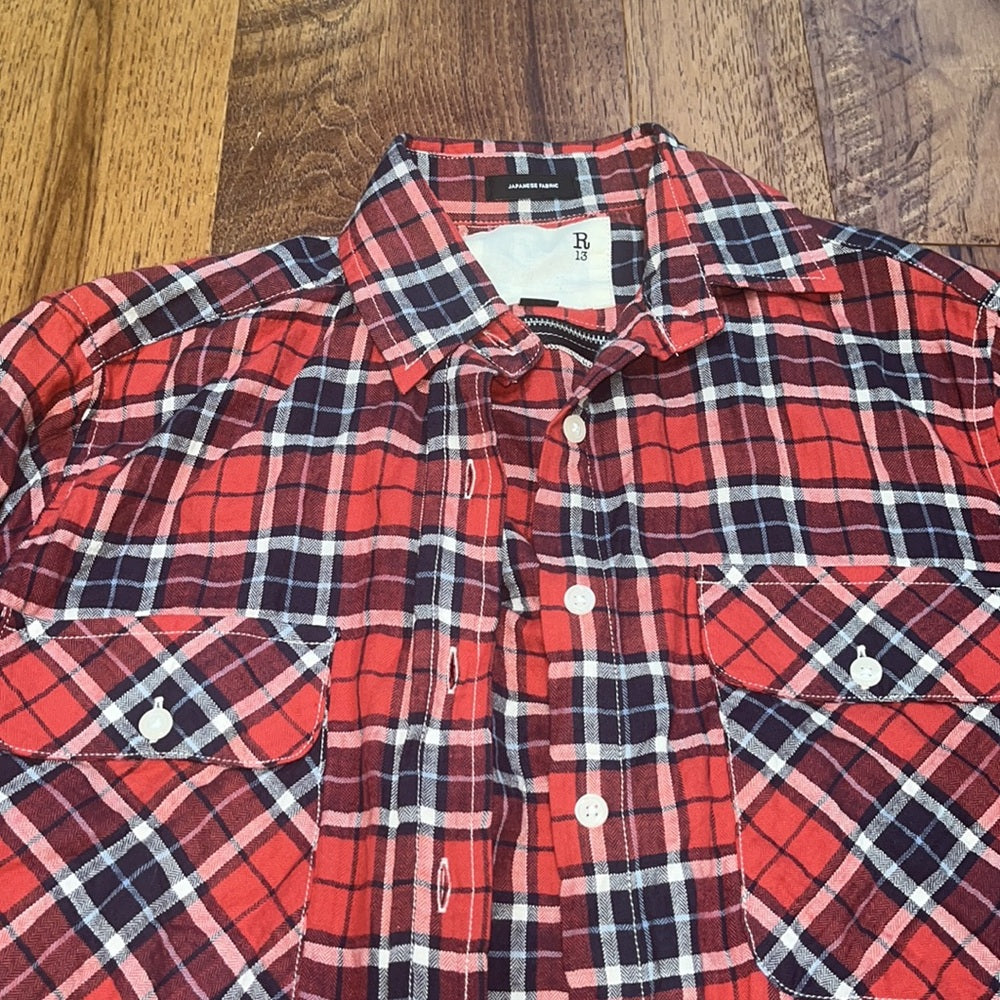 R13 Woman’s Red and Blue Plaid Button Down Size XS