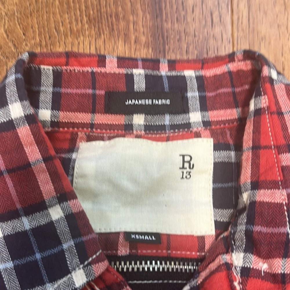 R13 Woman’s Red and Blue Plaid Button Down Size XS