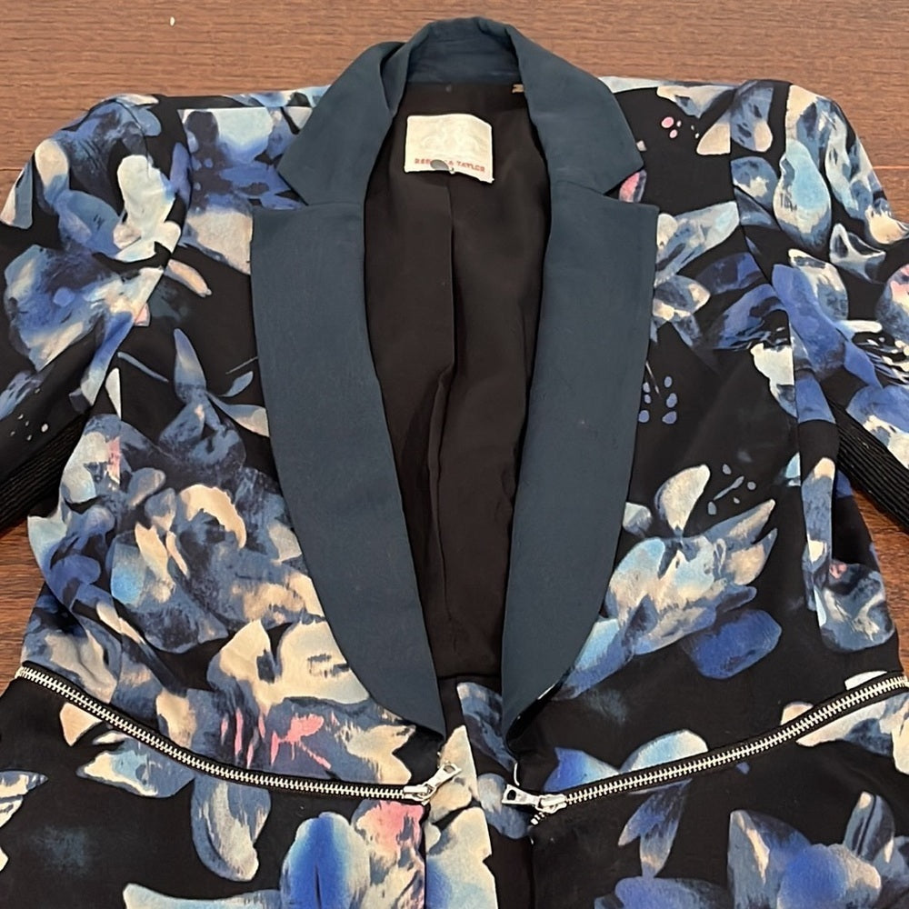 Rebecca Taylor Women’s Black Floral Blazer Size 4