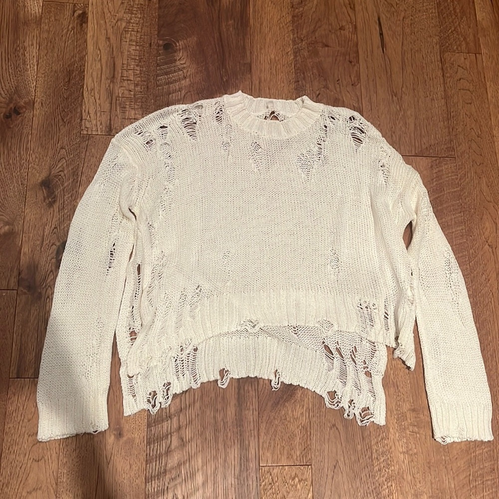 R13 Woman’s White Distressed Sweater Size XS