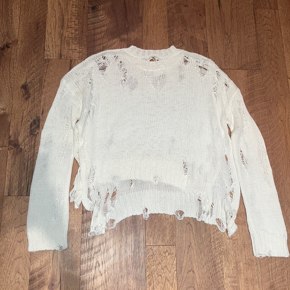 R13 Woman’s White Distressed Sweater Size XS