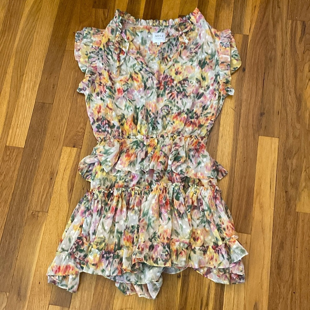 Misa Los Angeles Women’s Floral Printed Ruffled Dress Size S