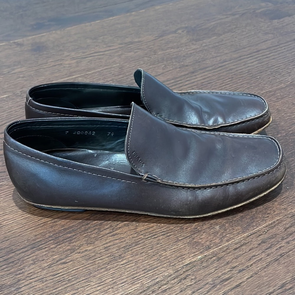 Prada Men’s Brown Slip On Dress Shoes Size 7.5