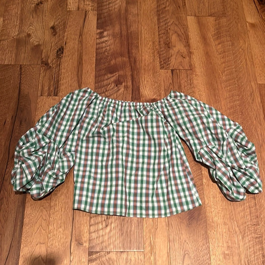 Kirna Zabete Woman’s Plaid Ruffle Top Size S