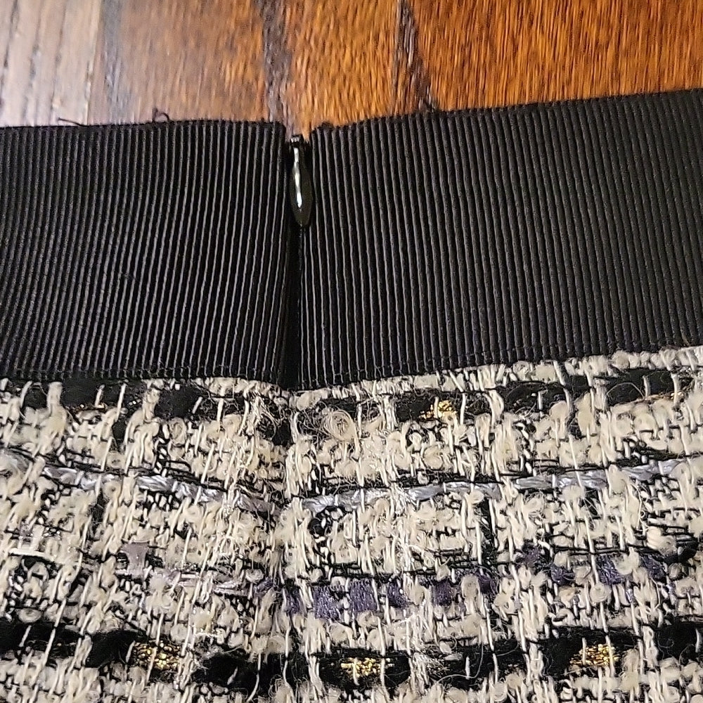 Milly Size 4 Women's Tweed (black, white, gray, gold, plad) Skirt