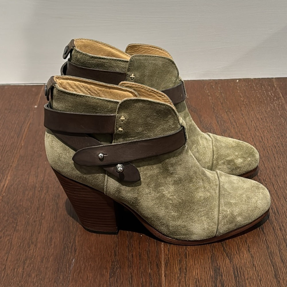 Rag & Bone Women’s Olive Green And Brown Suede Harrow Boots Size 38/8