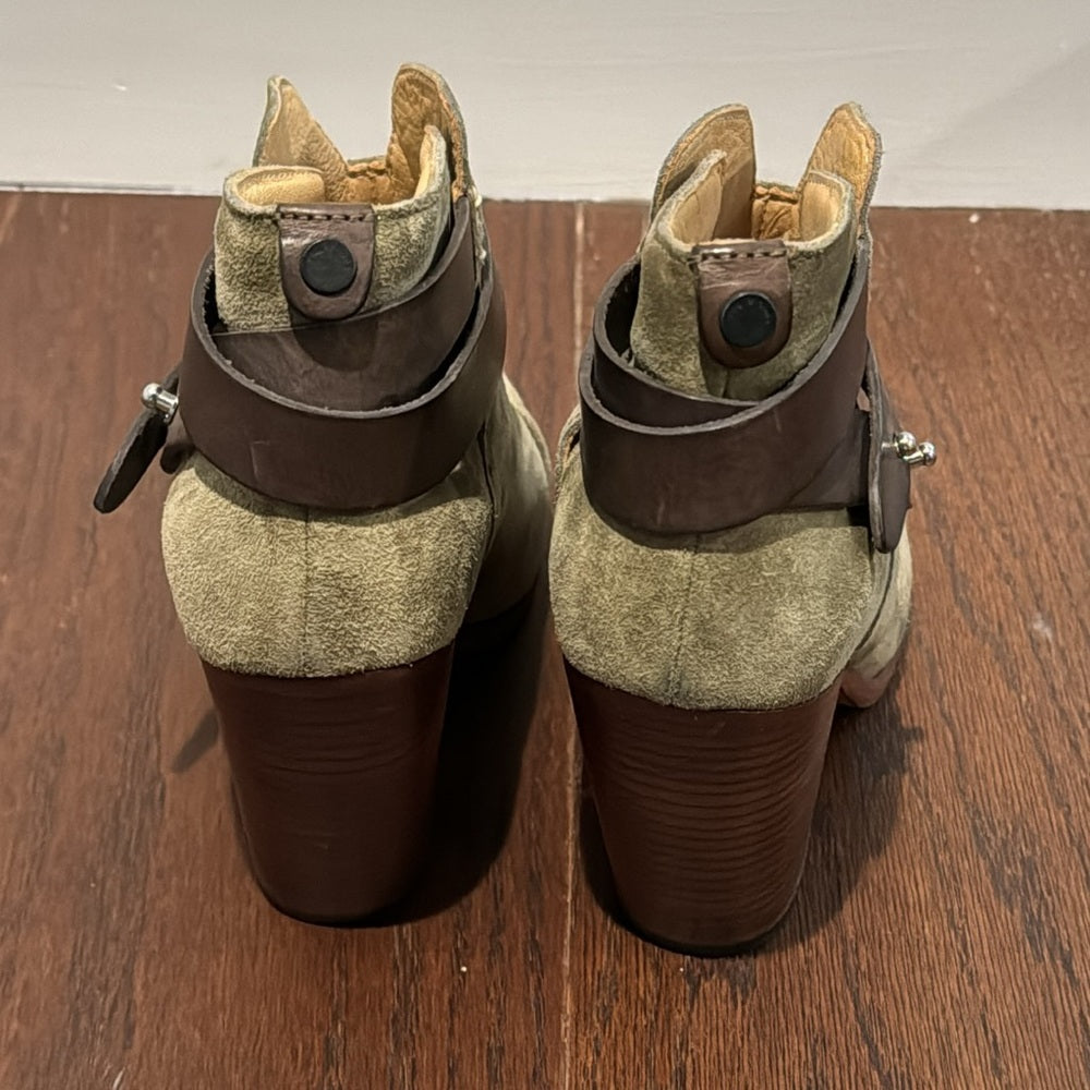 Rag & Bone Women’s Olive Green And Brown Suede Harrow Boots Size 38/8