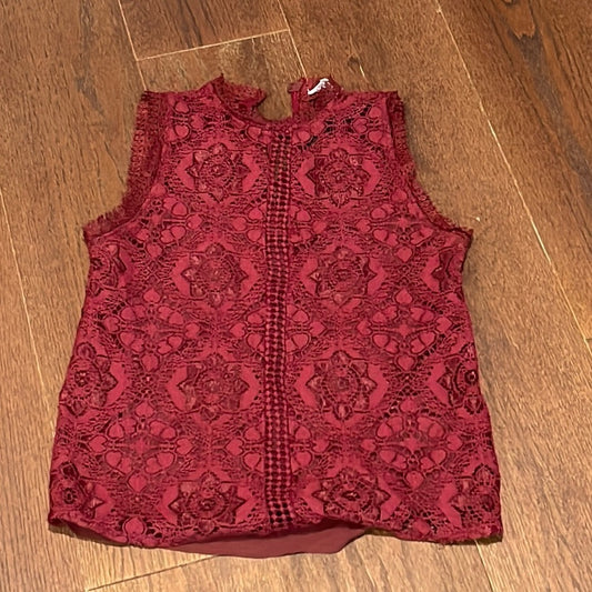 BB Dakota Maroon Lace Sleeveless Top Size Small