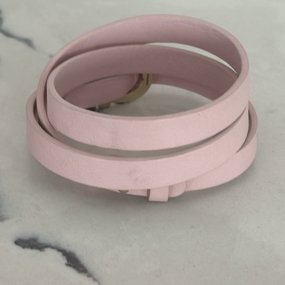 Salvatore Ferragamo Light Pink Leather Bracelet with Silver Hardware